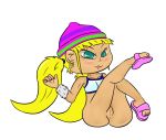 ass blonde_hair blue_eyes bluelimelight donkey_kong_(series) humanized solo tiny_kong twintail