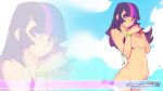 1girl 2013 areola bikini_top bottomless bracelet breasts doxy friendship_is_magic high_res jewelry multicolored_hair my_little_pony navel nipples parted_lips pink_hair purple_eyes purple_hair pussy sky smile solo twilight_sparkle_(mlp) wallpaper water widescreen zoom_layer