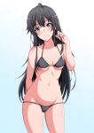  1girl alluring bikini black_hair blue_eyes cleavage konoyan legs long_hair pin_up small_breasts yahari_ore_no_seishun_lovecome_wa_machigatteiru. yukinoshita_yukino 