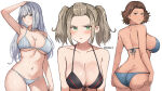 1girl 3_girls alluring ass big_ass big_breasts big_breasts bikini_bottom bikini_top blue_eyes blush brown_eyes brown_hair curvy ethel_(xenoblade) female_only green_eyes long_hair looking_at_viewer looking_back meidza_d milf monica_vandham monolith_soft multiple_females multiple_girls navel nintendo no_background shania_(xenoblade) short_hair silver_hair swimsuit twin_tails two-piece_bikini xenoblade_(series) xenoblade_chronicles_3