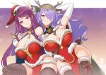 1girl 2_girls alluring beauty_mark big_breasts camilla_(fire_emblem) christmas christmas_outfit female_only fire_emblem fire_emblem_engage fire_emblem_fates fire_emblem_warriors fishnets intelligent_systems ivy_(fire_emblem) looking_at_viewer multiple_girls purple_eyes purple_hair reindeer_antlers revolverwingstudios santa_hat sexy_pose thick_thighs