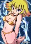 1girl :p alluring bikini blonde_hair diegoandsmtz electricity floating high_res kid_icarus kid_icarus_uprising looking_at_viewer medium_breasts nintendo orange_hair phosphora purple_eyes swimsuit tongue tongue_out