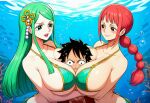 2_girls big_breasts bikini_top huge_breasts kozuki_toki mature_female milf monkey_d._luffy monkey_d_luffy one_piece scarlet_(one_piece) trio