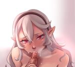 1boy 1girl bare_shoulders black_choker black_hairband chiffonfae chiffonfae_(artist) choker collarbone corrin_(fire_emblem) corrin_(fire_emblem)_(female) crying crying_with_eyes_open cum elf erection fellatio female_only female_solo femsub fire_emblem fire_emblem_if forced_fellatio forced_oral forced_sex gradient gradient_background grey_hair hair_between_eyes hair_ornament hairband half-closed_eyes handjob head_tilt hetero long_hair looking_at_viewer maledom nintendo nude nude_female oral oral_sex penis pointy_ears red_eyes sad sex silver_hair streaked_hair tears uncensored upper_body