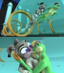 2girls blush breasts bunny disney drowning drunk_crowley female freggie_(dragon-tear) frog judy_hopps kissing lewd nude nudity peril rabbit remake sfm tube underwater water zootopia zootopia_2