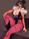 1girl alternate_color areola areola_slip arms_behind_head arms_up ass bare_shoulders bat bat_wings big_breasts boots bow breasts bridal_gauntlets brown_eyes brown_hair capcom cleavage collarbone cosplay curvy demon_girl elbow_gloves erect_nipples fatal_fury fingerless_gloves gigantic_breasts gloves hair_bow hair_ornament happy head_wings high_ponytail high_res hips huge_breasts king_of_fighters knees konekonewasabii large_areolae leg_lift legs leotard long_hair looking_at_viewer low_wings lying midriff morrigan_aensland morrigan_aensland_(cosplay) mound_of_venus ninja nipples pantyhose ponytail shiranui_mai sideboob sitting smile snk solo succubus thick_thighs stockings thighs vampire_(game) wasabi_konekone wide_hips wings