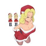 1girl big_breasts big_breasts black_eyes blonde-haired_female blonde_female blonde_hair breasts christmas christmas_2025 christmas_hat christmas_outfit dress earrings female_only giant_breasts gloves hat huge_breasts long_hair marge_simpson_(smiling_friends) massive_breasts smiling_friends titynice18 white_body white_skin
