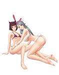 1girl 2_girls alluring ann_takamaki_(cosplay) ass atlus blush bunny_ears cat_ears commission feet hand_on_thigh incest lesbian_incest licking_lips looking_at_viewer makoto_niijima persona persona_5 sae_niijima sega shiho_suzui_(cosplay) silf silfs sisters sitting toes yuri yuri_incest