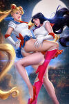 2_girls absurdly_long_hair ayyasap bangs bare_legs big_ass big_breasts bishoujo_senshi_sailor_moon black_hair blonde_female blonde_hair blue_eyes blue_sailor_collar blue_skirt blush boots bow breasts choker couple double_bun duo elbow_gloves female/female female_only floating_hair footwear friends full_moon gloves grin hair_bun hair_ornament high_heel_boots high_heels hino_rei inner_senshi legs lips lipstick long_hair looking_at_another looking_at_viewer love magical_girl makeup medium_breasts miniskirt moon multiple_girls mutual_yuri naughty_face neck night night_sky outside pantyshot pantyshot_(standing) parted_bangs parted_lips pink_lipstick pleated_skirt purple_bow purple_eyes red_boots red_bow red_choker red_footwear red_high_heel_boots red_high_heels red_lipstick red_sailor_collar red_skirt rei_hino romantic romantic_couple sailor_collar sailor_mars sailor_moon sailor_senshi sailor_senshi_uniform short_sleeves skirt sky smile standing standing_on_one_leg straight_hair thighs tiara tied_hair toei_animation tsukino_usagi twin_tails uniform usagi_tsukino very_long_hair white_gloves yuri