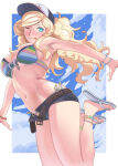 1girl 1girl alluring anklet ann_takamaki atlus baseball_cap bead_anklet belt big_breasts bikini bikini_under_clothes blonde_hair blue_eyes bracelet clouds female_only flip_flops fully_clothed jean_shorts looking_at_viewer midriff multicolored_bikini multicolored_swimsuit navel ootsuki_yui_(cosplay) open_fly open_shorts outside persona persona_5 revealing_clothes sandals sega short_shorts shorts side-tie_bikini side-tie_swimsuit sky swimsuit swimsuit_under_clothes twin_tails urbatman