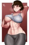 1girl 1girl 1girl abs arcedo athletic_female atlus big_breasts big_breasts brown_hair female_abs female_only fit_female hourglass_figure makoto_niijima megami_tensei mpersona persona_5 red_eyes sega silf solo_female solo_focus sports_bra wide_hips