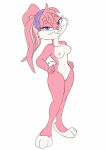 babs_bunny bunny_girl completely_nude long_ears looking_at_viewer looney_tunes medium_breasts nekom14 nipples pink_skin pussy rabbit_ears rabbit_tail tiny_toon_adventures violet_eyes white_background