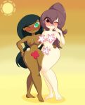 1girl 2_girls blush breasts calumba dark_skin dexter's_laboratory embarrassed flower limb_(limbros) limbros multiple_females multiple_girls nude tagme