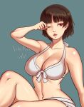 1girl 1girl 1girl alluring alternate_costume atlus bikini cleavage female_only makoto_niijima makoto_niijima_(swimsuit) persona persona_5 red_eyes sega silf swimsuit tagme xelaroseart