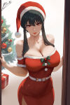 1girl big_breasts black_hair brnn bubble_butt cleavage horny inviting_to_sex looking_at_viewer pose red_eyes spy_x_family standing teasing thick_thighs thorn_princess yor_briar yor_forger