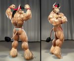 1boy ass bara bodybuilder braford bull furry male male_only muscle no_humans no_sex solo solo_focus speedo