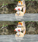 1girl adult_version aged_up anthro cream_the_rabbit female mikumikudance mmd nude sega silverteam2017 smug_face solo sonic_the_hedgehog_(series) surprised_face water