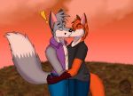 fox furry gay kissing male no_sex wolf