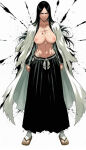 big_breasts black_hair bleach bleach:_the_thousand-year_blood_war evil_smile long_hair nekom14 nipples no_bra no_shirt scar_on_chest scar_on_sternum shihakusho topless unohana_retsu