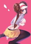 1girl after_sex aftersex ass big_breasts black_legwear blue_eyes blush breasts brown_hair butt_crack cum cum_in_pussy cum_inside cum_on_body cum_on_breasts cum_on_upper_body double_bun heart highres hose lactation large_breasts looking_back mei_(pokemon) nintendo nipples panties pantyhose pokemon pokemon_(game) pokemon_bw2 raglan_sleeves ririko_(zhuoyandesailaer) sitting solo twin_tails twintails underwear visor_cap zhuoyandesailaer