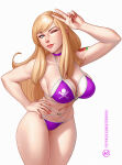 1girl alluring athletic_female b._jenet big_breasts bikini blonde_hair blue_eyes bonne_jenet curvy curvy_female fatal_fury fit_female king_of_fighters light-skinned_female light_skin long_hair looking_at_viewer pale-skinned_female pale_skin panties smile smiley_face snk standing suddakka thick thick_thighs thighs tight_clothes tight_clothing voluptuous voluptuous_female wide_hips wink winking_at_viewer