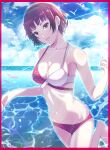 1girl 1girl 1girl alluring atlus beach big_breasts bikini bra corner50777313 female_only makoto_niijima ocean persona persona_5 pin_up sega short_hair silf tagme