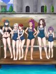 6+girls absurd_res alluring alternate_costume arm_on_another's_shoulder bernadetta_von_varley big_breasts bikini black_bikini blue_one-piece_bikini braid brown_hair byleth_(fire_emblem) byleth_(fire_emblem)_(female) byleth_(summer)_(fire_emblem)_(female) cleavage closed_mouth dorothea_arnault earrings edelgard_von_hresvelg female_byleth_(fire_emblem) female_byleth_(summer)_(fire_emblem) fire_emblem fire_emblem:_three_houses fire_emblem_heroes flower gluteal_fold green_eyes green_hair hair_bun hair_flower hair_ornament hand_on_another's_hip hands_on_own_chest hands_on_own_hips high_res holding_binder intelligent_systems jewelry long_hair looking_at_another looking_at_viewer looking_down looking_to_the_side matching_outfits medium_breasts monica_von_ochs multiple_girls name_tag nintendo official_alternate_costume old_school_swimsuit one-piece_bikini open_mouth outside petra_macneary ponytail pool poolside purple_eyes purple_hair red_eyes red_hair redkite333 school_swimsuit short_hair sideboob small_breasts smile stretching swimming_pool swimsuit teal_hair very_long_hair white_hair