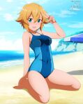 1girl 1girl 1girl 2d 2d_(artwork) 2d_artwork alluring arm_up bare_arms bare_calves bare_hands bare_knees bare_legs bare_shoulders bare_skin bare_soles bare_thighs bare_toes barefoot beach bikini blue_bikini blue_one-piece_bikini blue_sky blue_swimsuit blue_swimwear brown-haired_female brown_eyebrows brown_hair calves clouds coast collarbone curvaceous curvaceous_body curvaceous_female curvaceous_figure curvaceous_hips curvaceous_thighs curvy curvy_body curvy_female curvy_figure curvy_hips curvy_thighs day daylight daytime digital digital_art digital_drawing digital_drawing_(artwork) digital_media digital_media_(artwork) elbows exposed_arms exposed_legs exposed_shoulders exposed_skin exposed_thighs exposed_toes feet female_focus female_only fingers full_body green-eyed_female green_eyes grin groin hair_between_eyes hand_up high_res high_resolution horizon inframammary_fold inguinal_crease inguinal_ligament knees lean_figure legs legs_folded looking_at_viewer medium_breasts midriff narrow_waist navel ocean one-piece_bikini open_mouth open_mouth_smile outdoor outside outside parted_lips peace_sign philia sand sea seaside seiza short_hair shoulders shugo19 sign sitting sitting_on_floor sitting_on_ground sitting_on_knees sky slender_body slender_waist slim_waist smile smiley_face smiling_at_viewer swimsuit swimwear sword_art_online takemiya_kotone thighs toes tongue v v_sign wide_hips