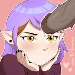 1girl 1girls amity_blight blush dark-skinned dark-skinned_male dark_skin disney disney_channel erection floating_heart heart light-skinned light-skinned_female light_skin owotodiuwu penis purple_hair smug the_owl_house throbbing throbbing_penis witch_(the_owl_house) yellow_eyes