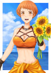 1girls alluring bikini fire_emblem fire_emblem:_three_houses fire_emblem_heroes flower gloves intelligent_systems leonie_pinelli leonie_pinelli_(summer) looking_at_viewer miven nintendo ocean orange_bikini orange_eyes orange_hair short_hair smile sunflower swimsuit tomboy very_short_hair