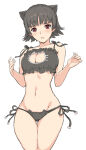 1girl 1girls alluring atlus black_bra black_hair black_lingerie black_panties bra cat_ears cat_keyhole_bra cat_keyhole_lingerie cat_lingerie lingerie looking_at_viewer makoto_niijima medium_breasts morisawa_haruyuki navel panties persona persona_5 red_eyes sega short_hair side-tie_panties silf