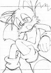 aku_tojyo furry miles_"tails"_prower monochrome multiple_tails sega sketch sonic_the_hedgehog tail tojyo