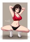 1girl alluring atlus brown_hair female_only magenta_eyes makoto_niijima persona persona_5 pin_up red_eyes sega short_gym_shorts silf sonicheroxd sports_bra tagme