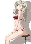 1girl 1girl 1girl 2021 alluring ann_takamaki atlus bikini blonde_hair blue_eyes chair excaliblader female_only hairclip high_res legs long_hair looking_at_viewer medium_breasts persona persona_5 red_bikini sega side-tie_bikini side-tie_panties simple_background sitting smile swept_bangs swimsuit twin_tails twitter_username white_background