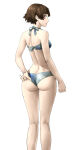 1girl 1girl 1girl adjusting_clothes alluring ass atlus back back_view big_breasts bikini brown_hair female_focus female_only light-skinned_female light_skin looking_back makoto_niijima makoto_niijima_(swimsuit_strikers) ozkh persona persona_5 sega short_hair silf solo_female standing swimsuit white_background