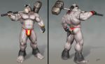 3d ass bara biceps braford bulge cgi donkey equine facial_hair furry gay hammer horse male masculine musclegut muscles muscular pecs solo tail thong underwear