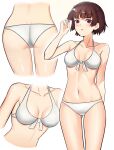 1girl 1girl 1girl alluring alternate_costume ass atlus big_breasts bikini brown_hair hori_(artist) lipstick looking_at_viewer makoto_niijima makoto_niijima_(swimsuit) persona persona_5 red_eyes sega short_hair silf swimsuit white_skin