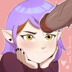 1girl 1girls amity_blight blush dark-skinned dark-skinned_male dark_skin disney disney_channel erection floating_heart heart light-skinned light-skinned_female light_skin owotodiuwu penis purple_hair smug the_owl_house throbbing throbbing_penis witch_(the_owl_house) yellow_eyes