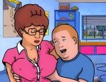 big_breasts bobby_hill caressing_breasts closed_eyes erect_nipples_under_clothes glasses incest king_of_the_hill mother_&_son no_bra peggy_hill
