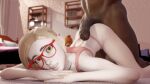 1boy 1boy1girl 1girl 1girls 3d andavaverse blonde blonde-haired_female blonde_female blonde_hair clothed darcy_redd dark-skinned_male doggy_position foreskin glasses green_eyes huge_cock imminent_sex interracial light-skinned_female light_skin looking_at_viewer male nerd nervous notgood3d pale-skinned_female pale_skin penis size_difference skinny tagme uncircumcised