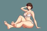 1girl 1girl 1girl alluring alternate_costume ass atlus barefoot bikini cleavage feet female_only large_ass makoto_niijima makoto_niijima_(swimsuit) medium_breasts persona persona_5 red_eyes sega silf swimsuit tagme thick_thighs xelaroseart