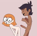 1boy 1girl 1girl 2020 black_hair chris_tanimayto dark-skinned_male dark_skin glasses illymation ilyssa_levy male miscon nude orange_hair penis short_hair simple_background tagme youtube youtuber