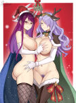 1girl 2025 2_girls alluring ass bell big_breasts camilla_(fire_emblem) cape christmas devilukez fake_antlers female_only fire_emblem fire_emblem_engage fire_emblem_fates fire_emblem_warriors fur_trim gloves hair_over_one_eye intelligent_systems ivy_(fire_emblem) light-skinned_female light_skin long_gloves looking_at_viewer mistletoe muscular_male navel nintendo nipples nude pubic_hair purple_eyes ring santa_hat stockings thick_ass thick_thighs yuri