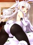  bunnysuit ecchi looking_at_viewer red_eyes white_hair 