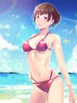 1girl 1girl 1girl alluring atlus beach big_breasts cleavage corner50777313 female_only makoto_niijima medium_breasts ocean persona persona_5 pin_up sega silf swimsuit