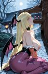 1boy1girl 1girl ai_generated blonde_hair cosplay curvy curvy_female curvy_figure dark-skinned_male dark_skin fellatio fellatio horns lusamine morrigan_aensland_(cosplay) nude pokemon pokemon_sm sex succubus_costume