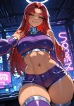 1girl ai_generated alien_girl curvy curvy_female curvy_figure dc_comics long_hair red_hair starfire superheroine tamaranean teen_titans
