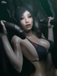 1girl 1girls 3boys 3d 3d_(artwork) ada_wong ada_wong_(adriana) asian asian_female bikini_top black_hair blacked blacked_asian capcom clothed_female_nude_male dark-skinned_male dark_skin foreskin hand_on_head handjob interracial large_penis looking_at_viewer penis resident_evil ricebunny shiny_skin surrounded_by_men surrounded_by_penises uncut veiny_penis xyra3d