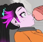 1girl 1girls 2024 2d 2d_(artwork) alien alien/human animal animal_genitalia animal_penis ass big_ass big_thighs black_hair clothing cock_shock cropped_image dyed_hair employee_(lethal_company) eyeless_dog_(lethal_company) female_focus flat_color flat_colors freckles freckles_on_face horse_penis horsecock imminent_rape interspecies jerbeartraveler jpeg lethal_company lewdrover lewdtraveler_(artist) long_hair male monster musk neon_(lewdrover) neon_(lewdtraveler) nervous orange_jumpsuit penis penis_awe penis_on_face size_difference straight wide_eyed wip worker_(lethal_company) xenophilia zoophilia