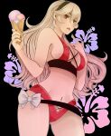 1girl 1girl absurd_res alluring alternate_costume big_breasts bikini corrin_(fire_emblem) corrin_(fire_emblem)_(female) fire_emblem fire_emblem_fates fire_emblem_warriors food hairband high_res ice_cream intelligent_systems kyhsoren long_hair looking_at_viewer nail_polish nintendo red_bikini red_eyes red_nails swimsuit upper_body white_hair